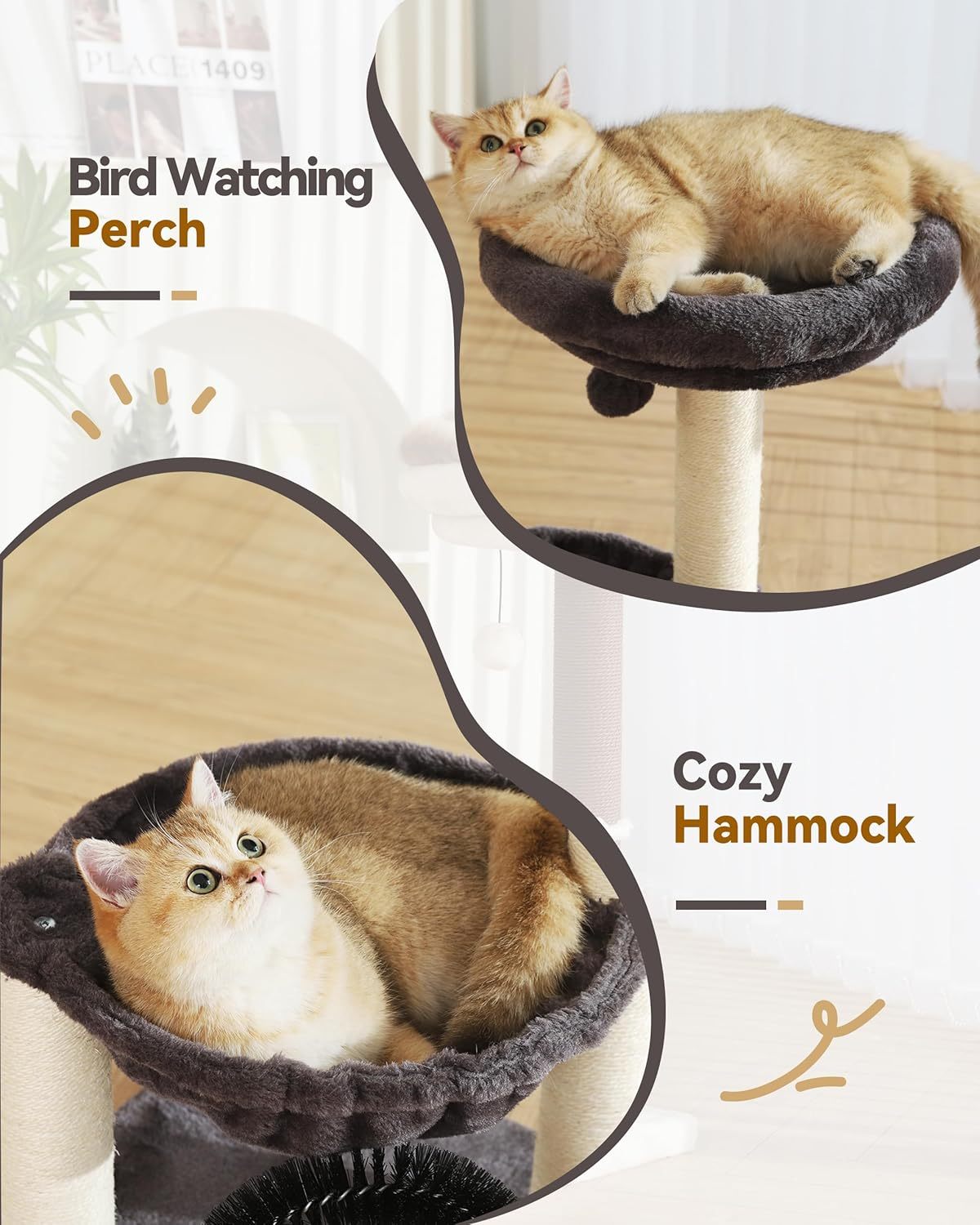 27.8inch Tall Cat Tree Tower For Indoor Cats Multi-Level Cat Furniture With Sisal Scratching Posts, Plush Perches & Hanging Toys Large Durable Cat Tower, Perfect Gift For Cat Lovers