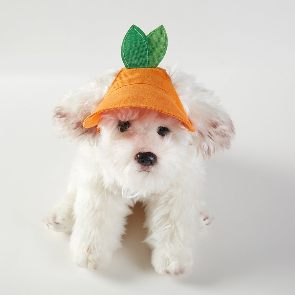 Pet Sunshade And Sunscreen Strap Orange Shape Hat