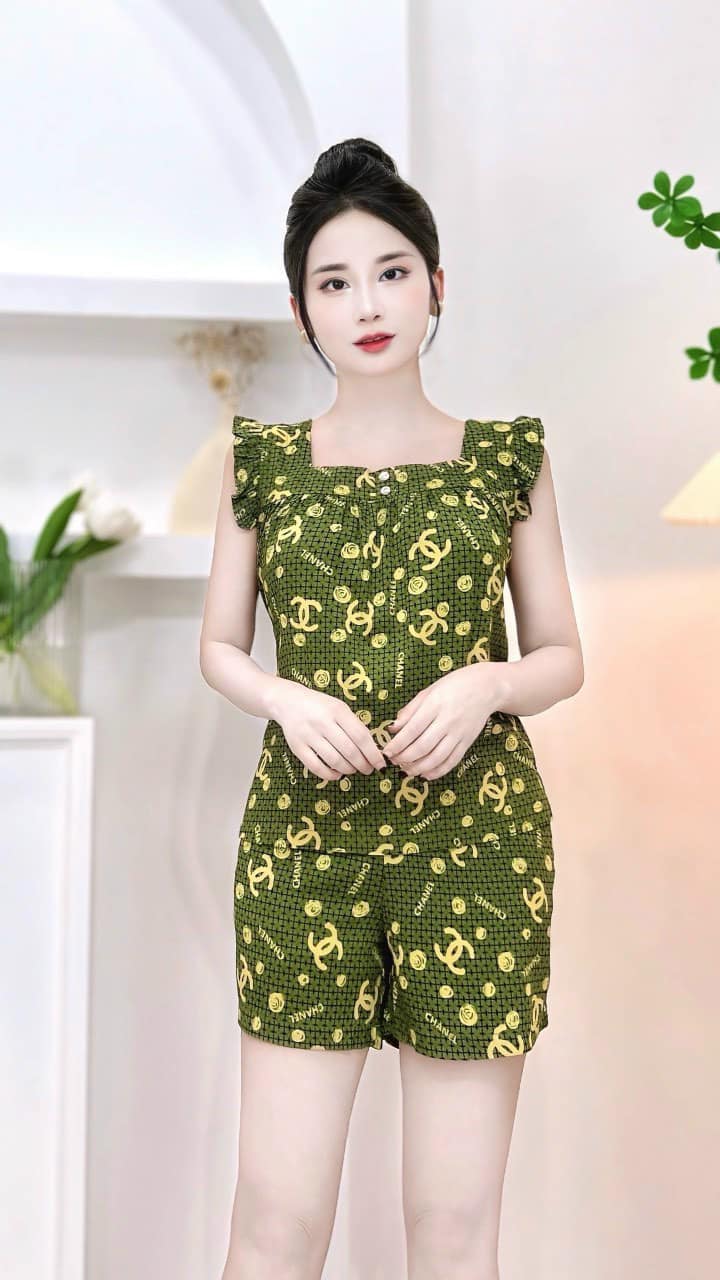 Women’s Floral Print Spaghetti Strap Homewear Set – Soft Silk Fabric