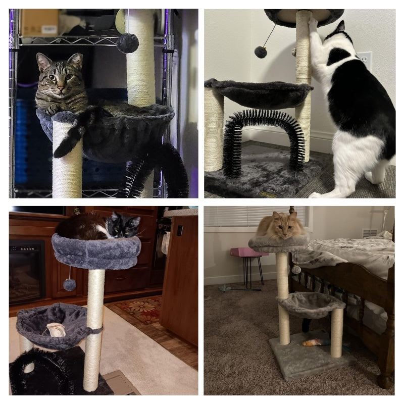 27.8inch Tall Cat Tree Tower For Indoor Cats Multi-Level Cat Furniture With Sisal Scratching Posts, Plush Perches & Hanging Toys Large Durable Cat Tower, Perfect Gift For Cat Lovers