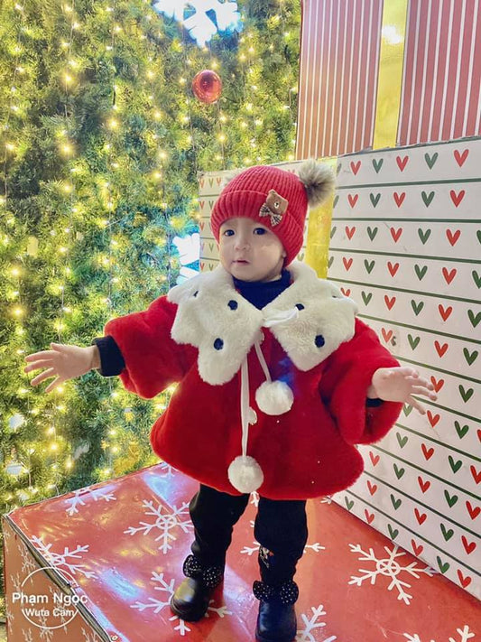 Soft Fur Christmas Jacket For Baby – Bright Red, Super Warm, Super Cute