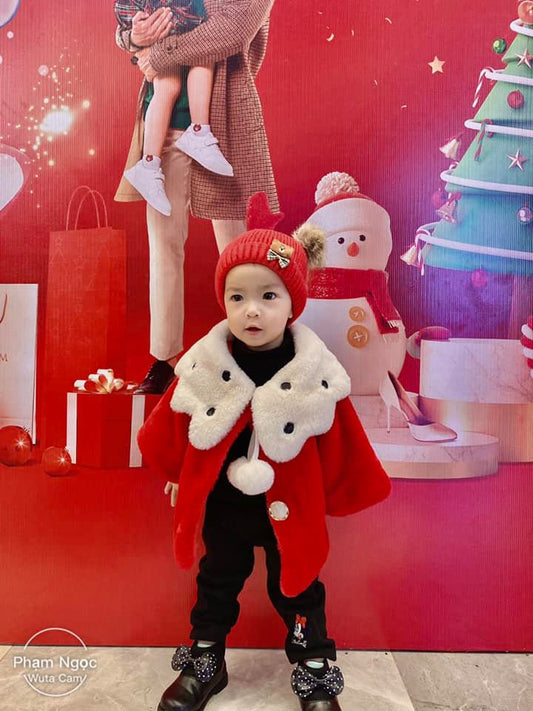 Soft Fur Christmas Jacket For Baby – Bright Red, Super Warm, Super Cute
