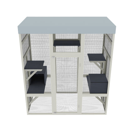 62.6 Gray Wooden Catio Outdoor Pet Enclosure With Waterproof Top, Spacious And Secure Cat House   Small Animal Cage, Black Rust-proof Metal Wire